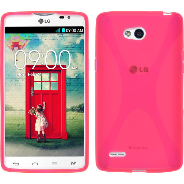 PhoneNatic Case kompatibel mit LG L80 Dual - pink Silikon Hülle X-Style + 2 Schutzfolien