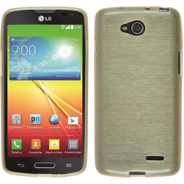 PhoneNatic Case kompatibel mit LG L90 - gold Silikon Hülle brushed + 2 Schutzfolien