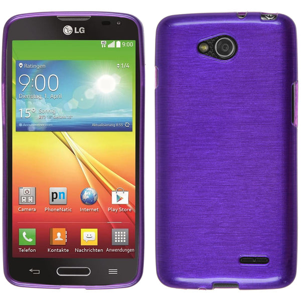 PhoneNatic Case kompatibel mit LG L90 - lila Silikon Hülle brushed + 2 Schutzfolien