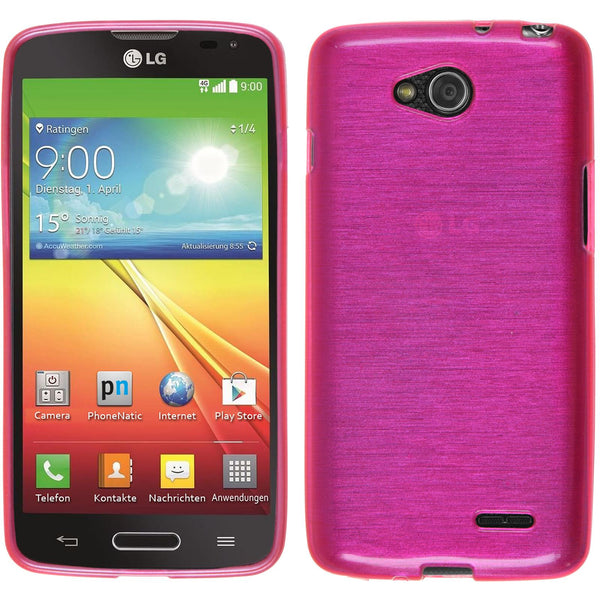PhoneNatic Case kompatibel mit LG L90 - pink Silikon Hülle brushed + 2 Schutzfolien
