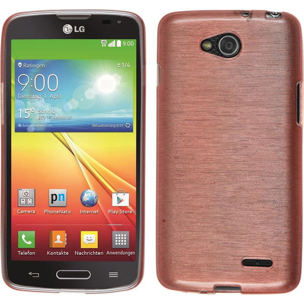 PhoneNatic Case kompatibel mit LG L90 - rosa Silikon Hülle brushed + 2 Schutzfolien