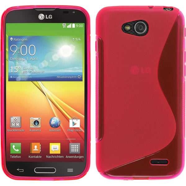 PhoneNatic Case kompatibel mit LG L90 - pink Silikon Hülle S-Style + 2 Schutzfolien