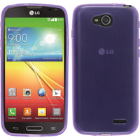 PhoneNatic Case kompatibel mit LG L90 - lila Silikon Hülle transparent + 2 Schutzfolien