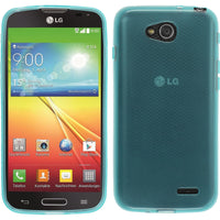 PhoneNatic Case kompatibel mit LG L90 - türkis Silikon Hülle transparent + 2 Schutzfolien