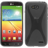 PhoneNatic Case kompatibel mit LG L90 - grau Silikon Hülle X-Style + 2 Schutzfolien