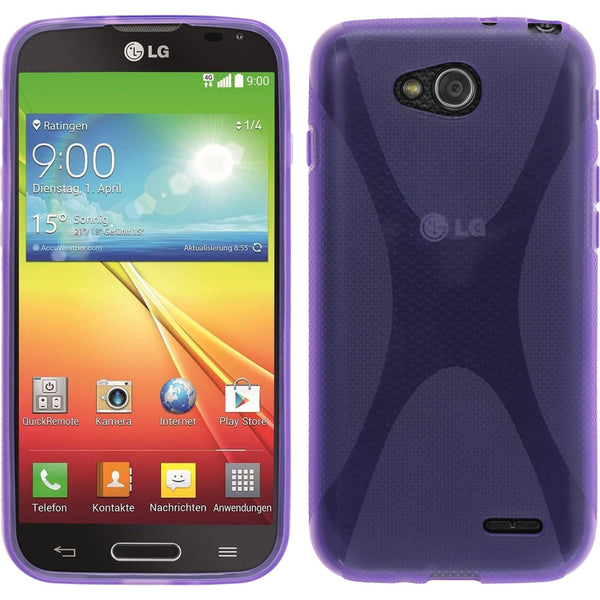 PhoneNatic Case kompatibel mit LG L90 - lila Silikon Hülle X-Style + 2 Schutzfolien