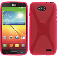 PhoneNatic Case kompatibel mit LG L90 - pink Silikon Hülle X-Style + 2 Schutzfolien