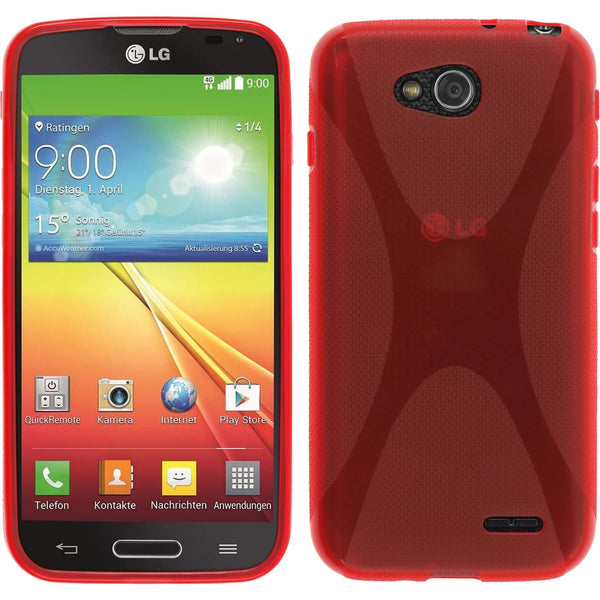 PhoneNatic Case kompatibel mit LG L90 - rot Silikon Hülle X-Style + 2 Schutzfolien