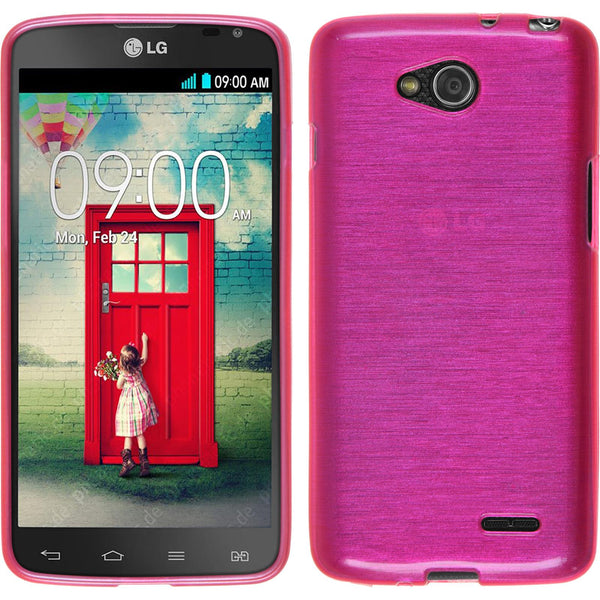 PhoneNatic Case kompatibel mit LG L90 Dual - pink Silikon Hülle brushed Cover