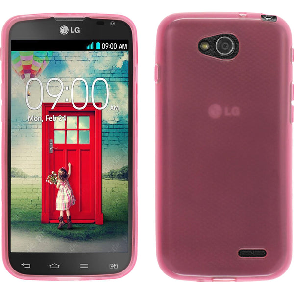 PhoneNatic Case kompatibel mit LG L90 Dual - rosa Silikon Hülle transparent Cover