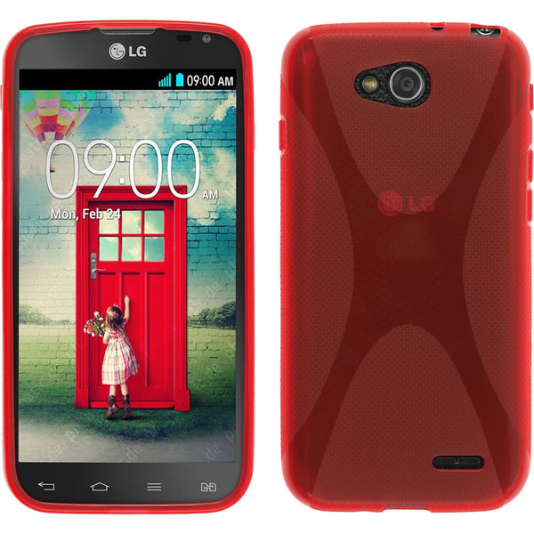 PhoneNatic Case kompatibel mit LG L90 Dual - rot Silikon Hülle X-Style + 2 Schutzfolien
