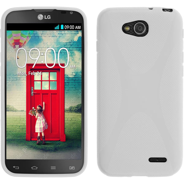 PhoneNatic Case kompatibel mit LG L90 Dual - weiﬂ Silikon Hülle X-Style Cover