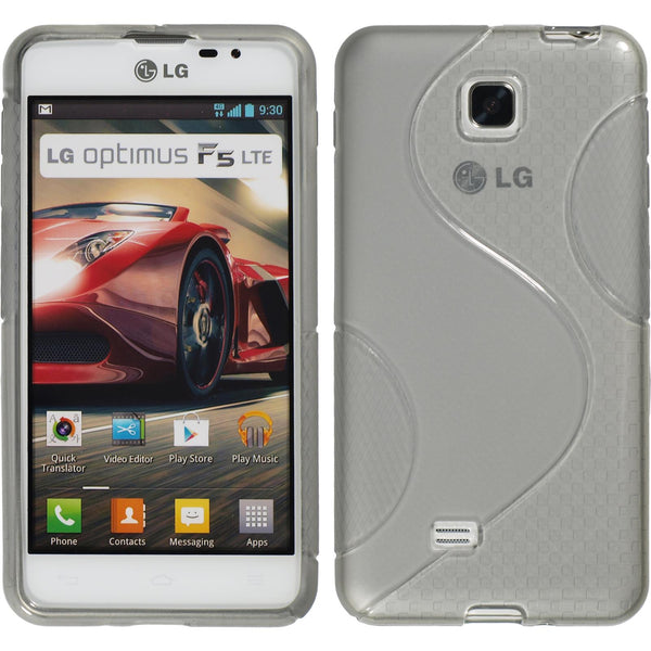 PhoneNatic Case kompatibel mit LG Optimus F5 - grau Silikon Hülle S-Style + 2 Schutzfolien