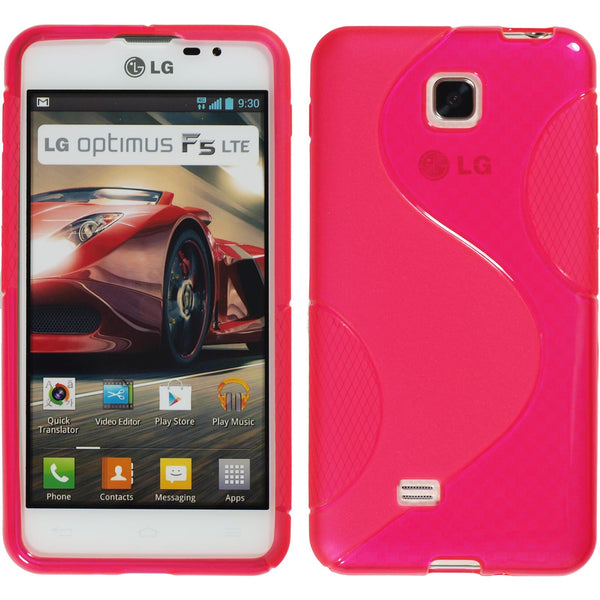 PhoneNatic Case kompatibel mit LG Optimus F5 - pink Silikon Hülle S-Style + 2 Schutzfolien