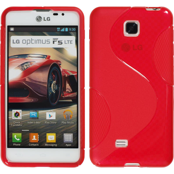 PhoneNatic Case kompatibel mit LG Optimus F5 - rot Silikon Hülle S-Style + 2 Schutzfolien