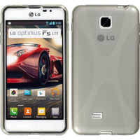 PhoneNatic Case kompatibel mit LG Optimus F5 - grau Silikon Hülle X-Style + 2 Schutzfolien