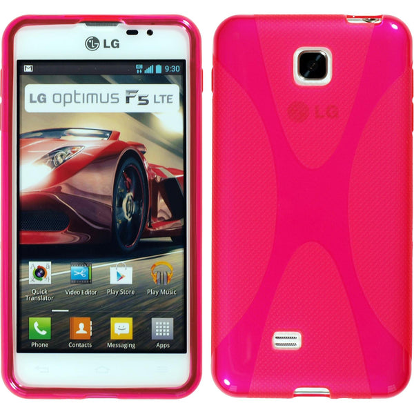 PhoneNatic Case kompatibel mit LG Optimus F5 - pink Silikon Hülle X-Style + 2 Schutzfolien