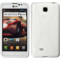 PhoneNatic Case kompatibel mit LG Optimus F5 - weiﬂ Silikon Hülle X-Style + 2 Schutzfolien