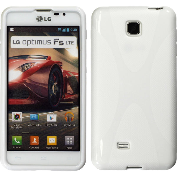 PhoneNatic Case kompatibel mit LG Optimus F5 - weiß Silikon Hülle X-Style + 2 Schutzfolien