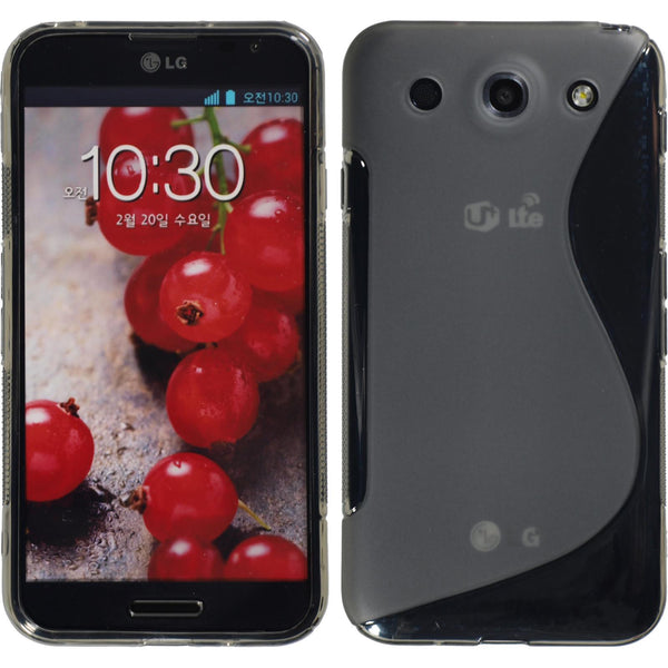 PhoneNatic Case kompatibel mit LG Optimus G Pro - grau Silikon Hülle S-Style + 2 Schutzfolien