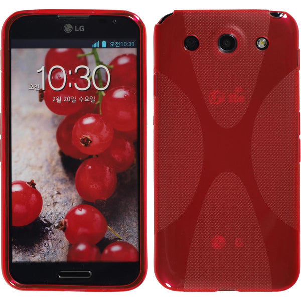 PhoneNatic Case kompatibel mit LG Optimus G Pro - rot Silikon Hülle X-Style + 2 Schutzfolien
