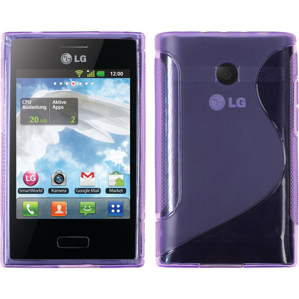 PhoneNatic Case kompatibel mit LG Optimus L3 - lila Silikon Hülle S-Style + 2 Schutzfolien