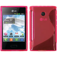 PhoneNatic Case kompatibel mit LG Optimus L3 - pink Silikon Hülle S-Style + 2 Schutzfolien