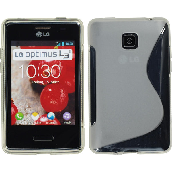 PhoneNatic Case kompatibel mit LG Optimus L3 II - clear Silikon Hülle S-Style + 2 Schutzfolien