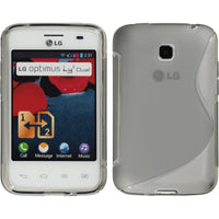 PhoneNatic Case kompatibel mit LG Optimus L3 II Dual - grau Silikon Hülle S-Style + 2 Schutzfolien