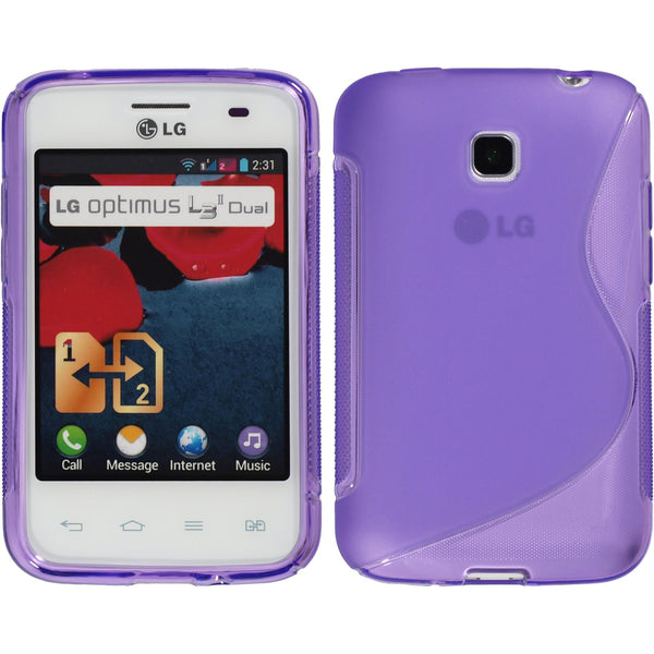 PhoneNatic Case kompatibel mit LG Optimus L3 II Dual - lila Silikon Hülle S-Style + 2 Schutzfolien
