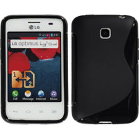 PhoneNatic Case kompatibel mit LG Optimus L3 II Dual - schwarz Silikon Hülle S-Style + 2 Schutzfolien