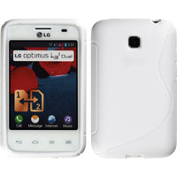 PhoneNatic Case kompatibel mit LG Optimus L3 II Dual - weiﬂ Silikon Hülle S-Style + 2 Schutzfolien