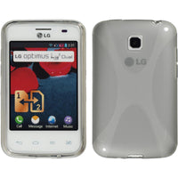 PhoneNatic Case kompatibel mit LG Optimus L3 II Dual - grau Silikon Hülle X-Style + 2 Schutzfolien