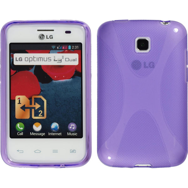 PhoneNatic Case kompatibel mit LG Optimus L3 II Dual - lila Silikon Hülle X-Style + 2 Schutzfolien