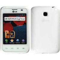 PhoneNatic Case kompatibel mit LG Optimus L3 II Dual - weiﬂ Silikon Hülle X-Style + 2 Schutzfolien