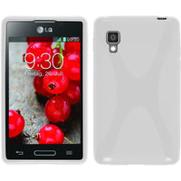 PhoneNatic Case kompatibel mit LG Optimus L4 II - weiß Silikon Hülle X-Style + 2 Schutzfolien
