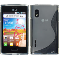 PhoneNatic Case kompatibel mit LG Optimus L5 - grau Silikon Hülle S-Style + 2 Schutzfolien