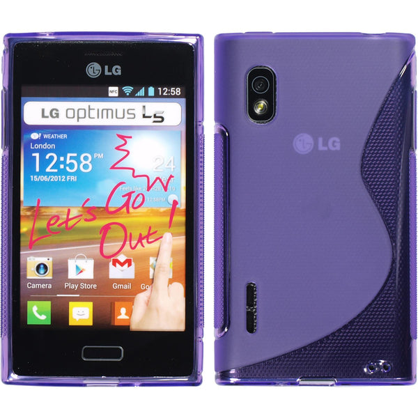 PhoneNatic Case kompatibel mit LG Optimus L5 - lila Silikon Hülle S-Style + 2 Schutzfolien