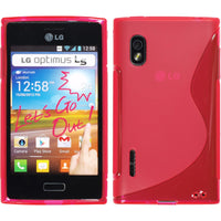PhoneNatic Case kompatibel mit LG Optimus L5 - pink Silikon Hülle S-Style + 2 Schutzfolien