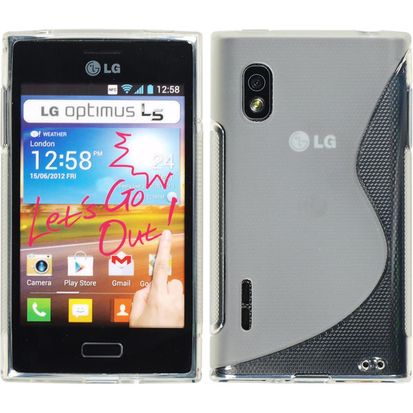 PhoneNatic Case kompatibel mit LG Optimus L5 - clear Silikon Hülle S-Style + 2 Schutzfolien