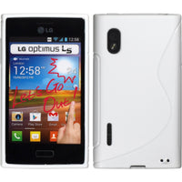 PhoneNatic Case kompatibel mit LG Optimus L5 - weiﬂ Silikon Hülle S-Style + 2 Schutzfolien