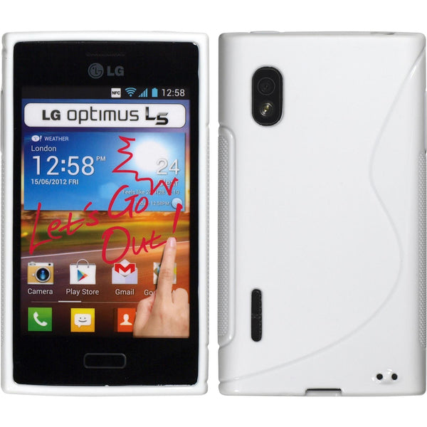 PhoneNatic Case kompatibel mit LG Optimus L5 - weiß Silikon Hülle S-Style + 2 Schutzfolien