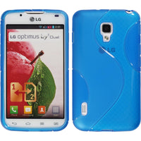 PhoneNatic Case kompatibel mit LG Optimus L7 II - blau Silikon Hülle S-Style + 2 Schutzfolien