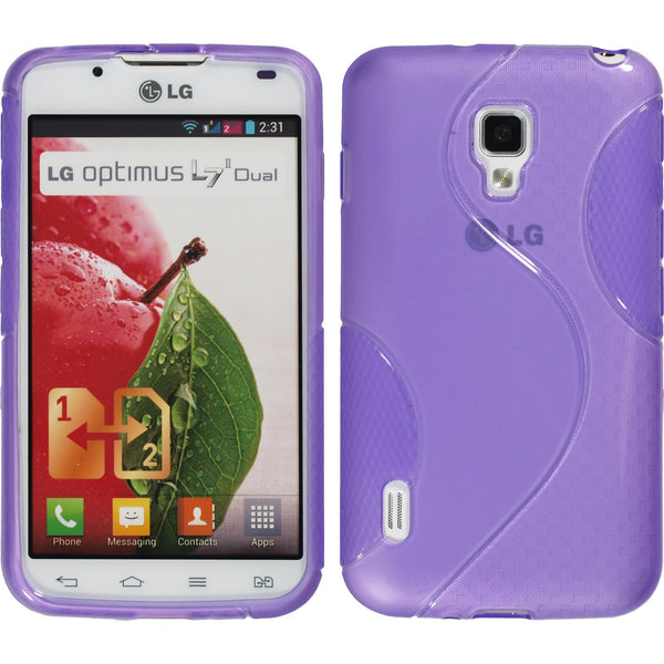PhoneNatic Case kompatibel mit LG Optimus L7 II - lila Silikon Hülle S-Style + 2 Schutzfolien