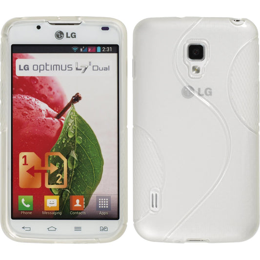 PhoneNatic Case kompatibel mit LG Optimus L7 II - clear Silikon Hülle S-Style + 2 Schutzfolien