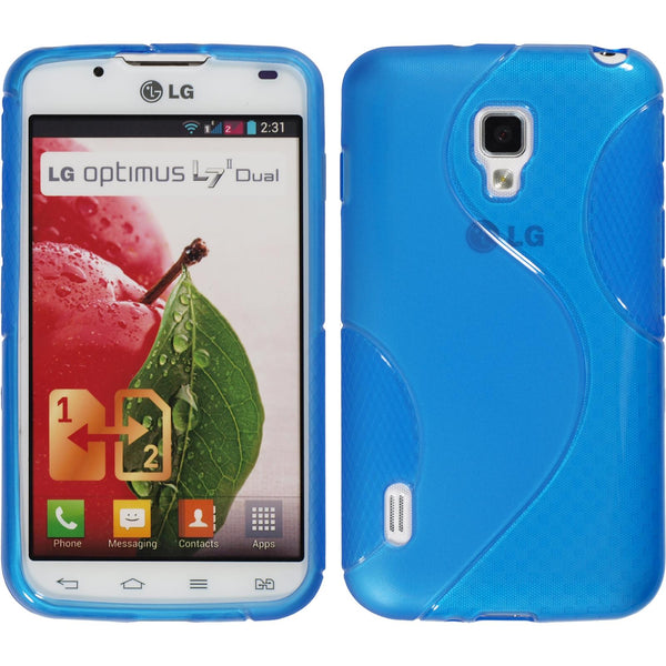 PhoneNatic Case kompatibel mit LG Optimus L7 II Dual - blau Silikon Hülle S-Style + 2 Schutzfolien