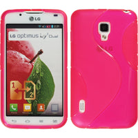 PhoneNatic Case kompatibel mit LG Optimus L7 II Dual - pink Silikon Hülle S-Style + 2 Schutzfolien