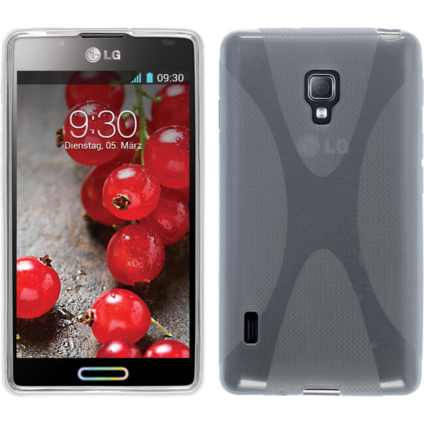 PhoneNatic Case kompatibel mit LG Optimus L7 II - clear Silikon Hülle X-Style + 2 Schutzfolien