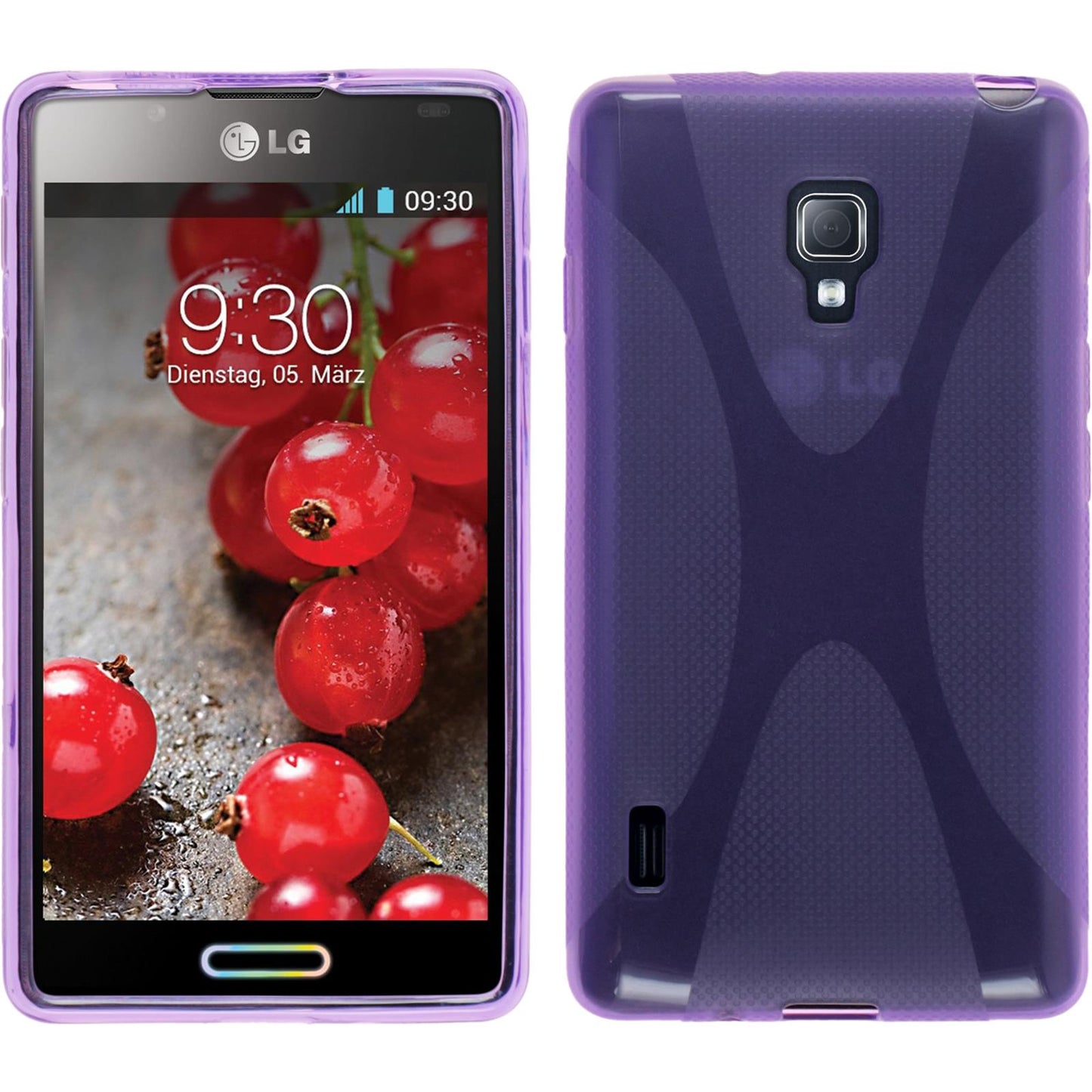 PhoneNatic Case kompatibel mit LG Optimus L7 II - lila Silikon Hülle X-Style + 2 Schutzfolien
