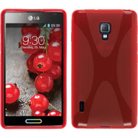 PhoneNatic Case kompatibel mit LG Optimus L7 II - rot Silikon Hülle X-Style + 2 Schutzfolien